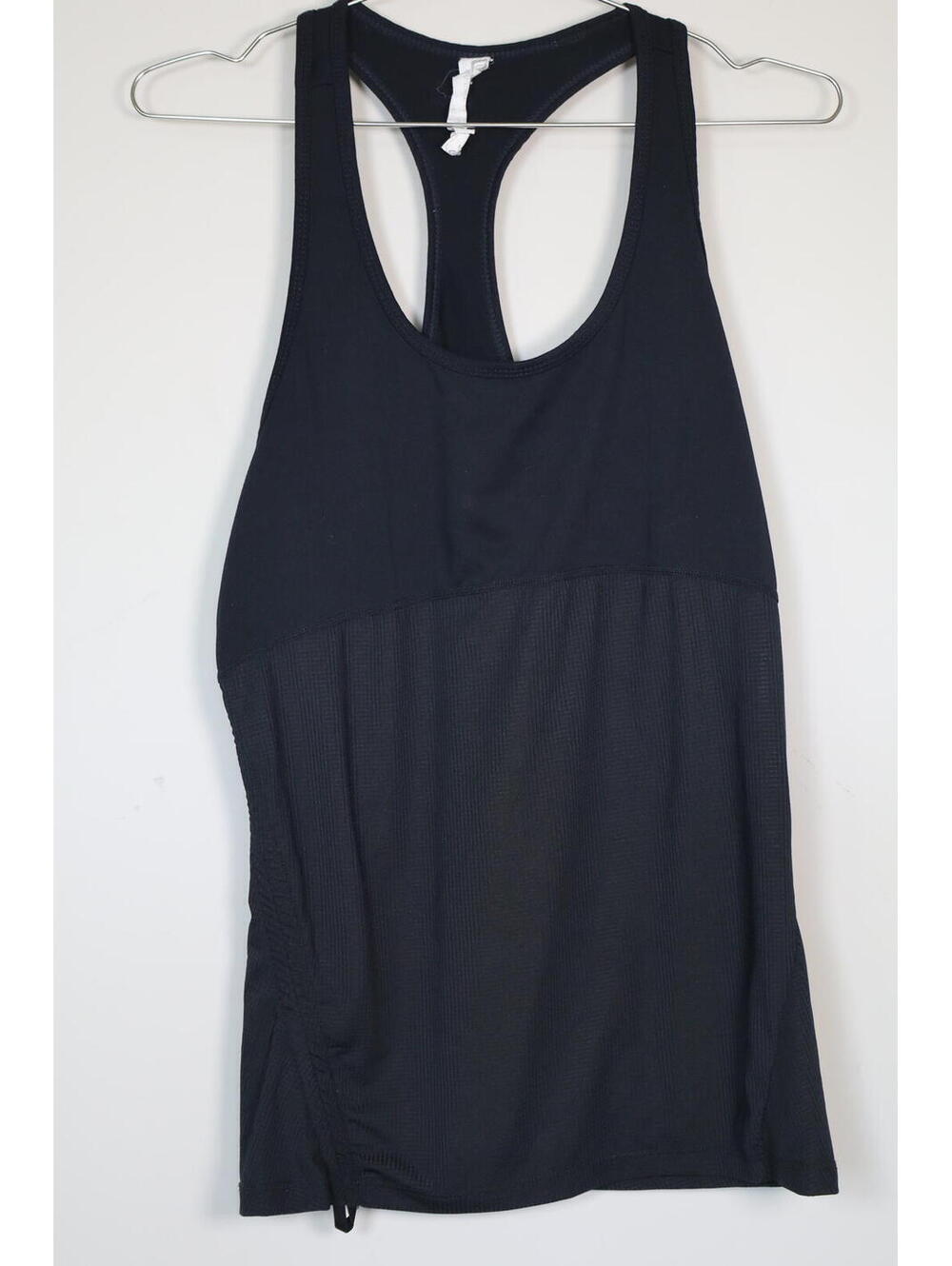 Fabletics black racerback athletic tank with an adjustable front cinch sz Large